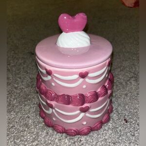 Pink Heart Ceramic Treat Jar - Decorative Cookie Canister